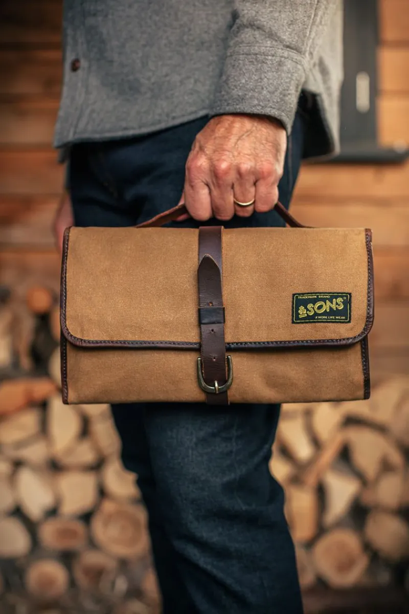 &SONS Essentials Toilet Bag Tan Best