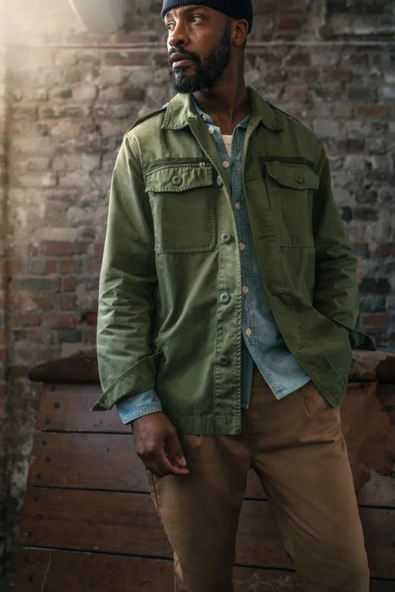 &SONS Flag Overshirt Army Green Cheap