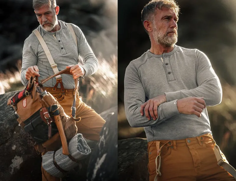 &SONS Flint Henley Grey Marl Best Sale