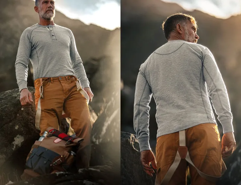 &SONS Flint Henley Grey Marl Best Sale