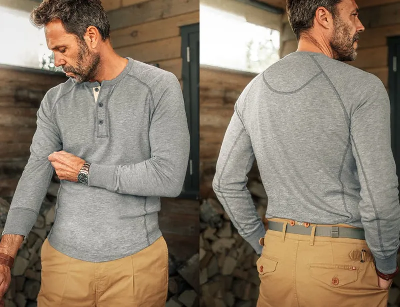 &SONS Flint Henley Grey Marl Best Sale