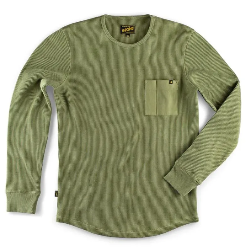 &SONS Glen Pocket Waffle Crew Surplus Green Sale