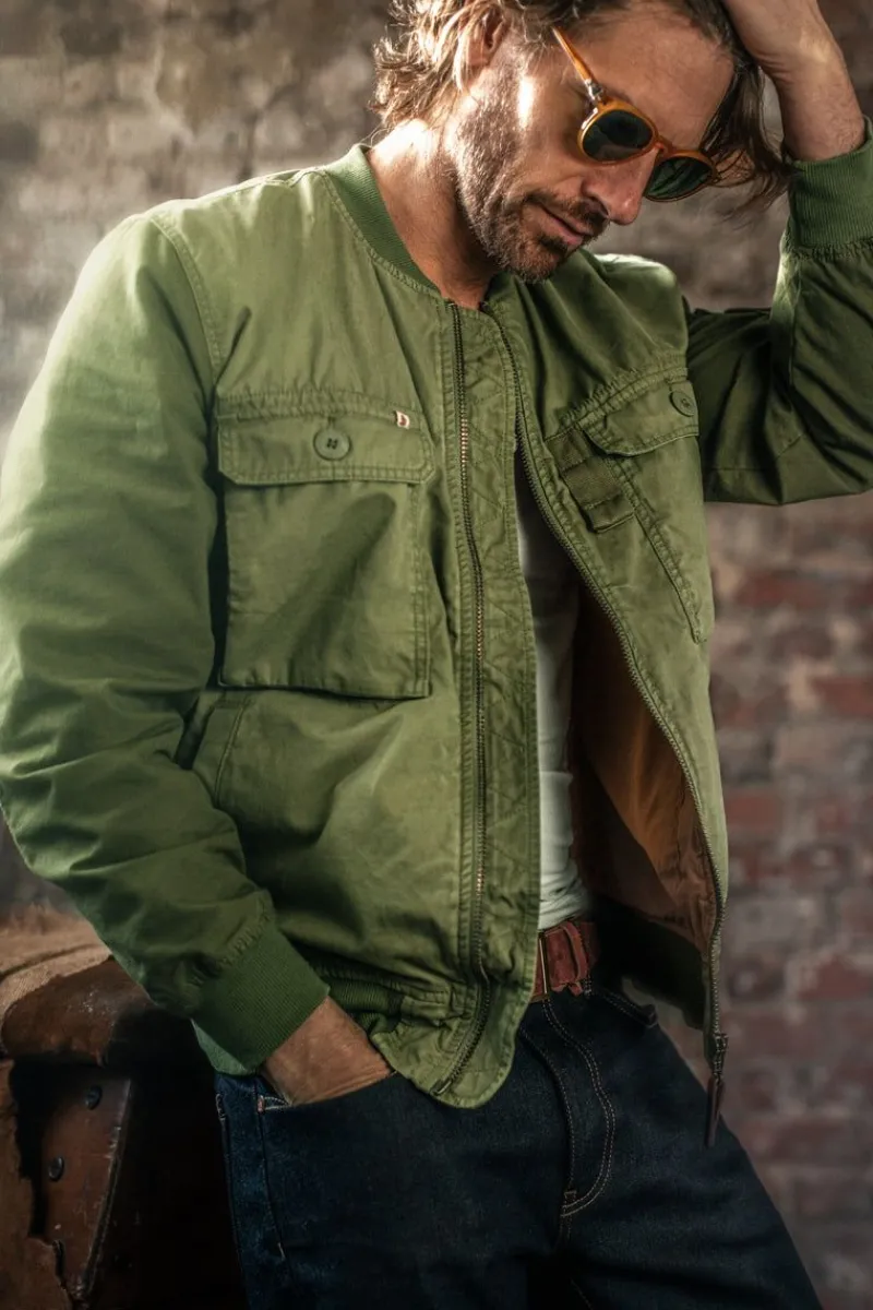 &SONS Harris Bomber Jacket Army Green Hot