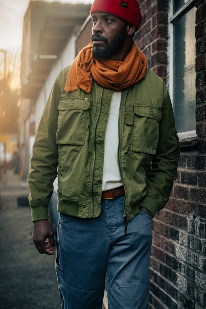 &SONS Harris Bomber Jacket Army Green Hot