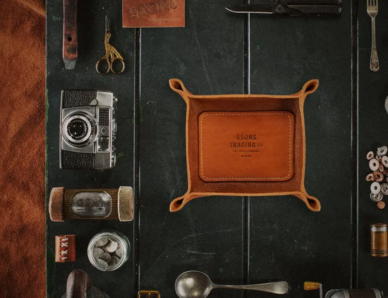 &SONS Leather Tray Tan Best