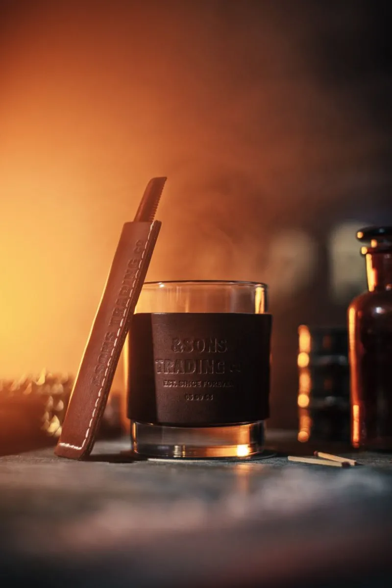 &SONS Leather Whiskey Glass Band Brown Cheap