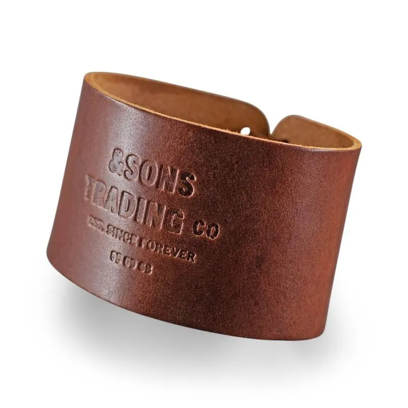&SONS Leather Whiskey Glass Band Brown Cheap