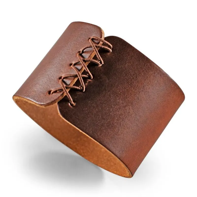 &SONS Leather Whiskey Glass Band Brown Cheap