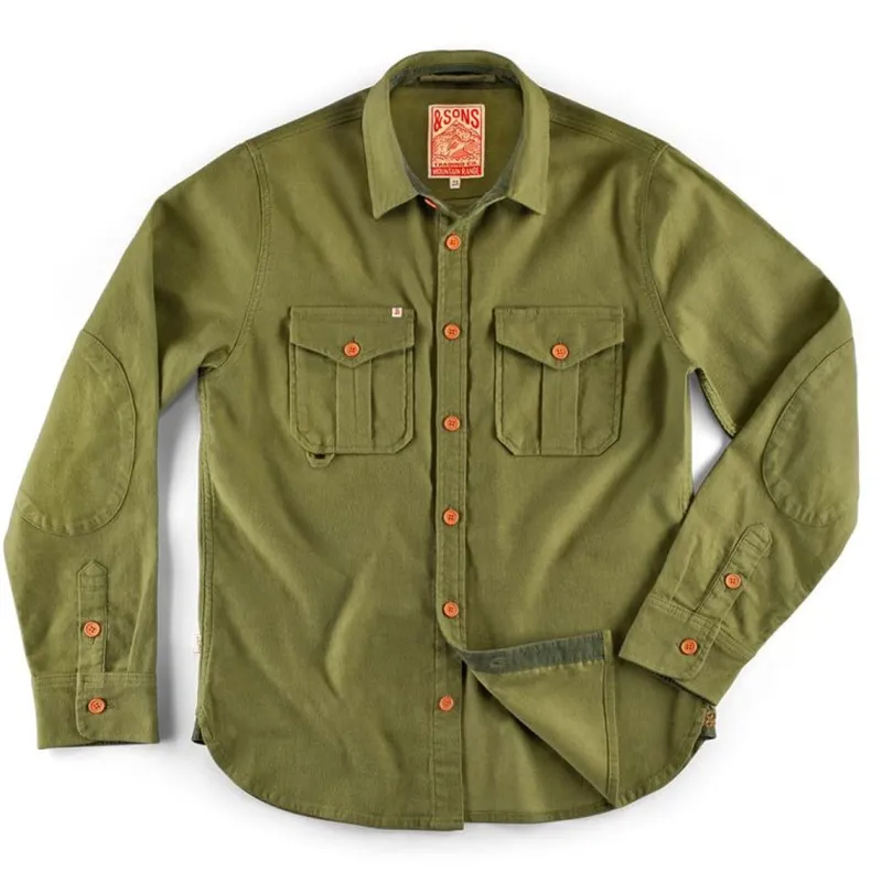 &SONS Lichen Moleskin Shirt Army Green Online