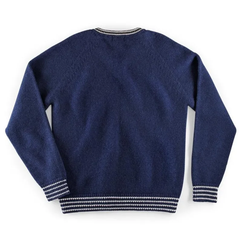 &SONS Old School V-Neck Jumper Navy Clearance