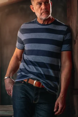&SONS Papillon T-Shirt Navy Stripe Shop