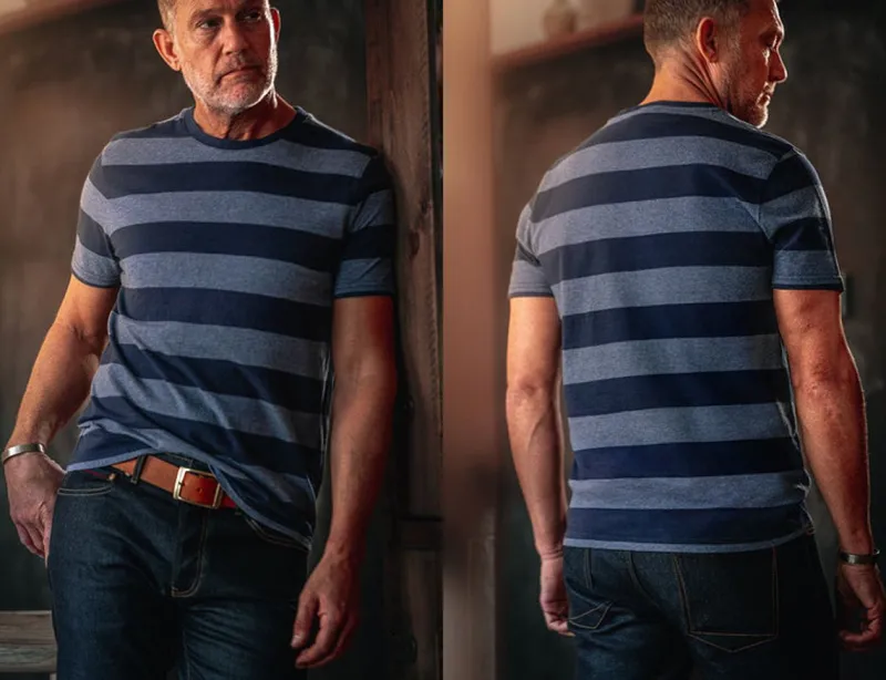 &SONS Papillon T-Shirt Navy Stripe Shop
