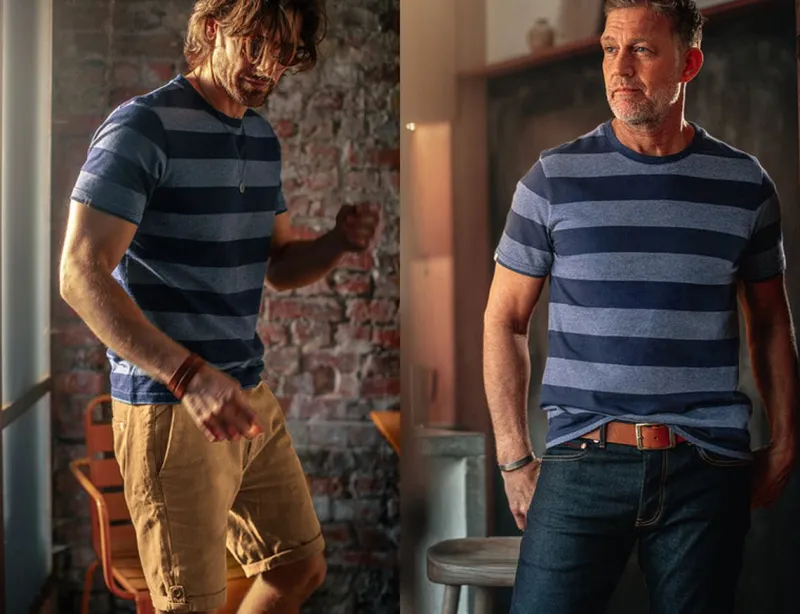 &SONS Papillon T-Shirt Navy Stripe Shop