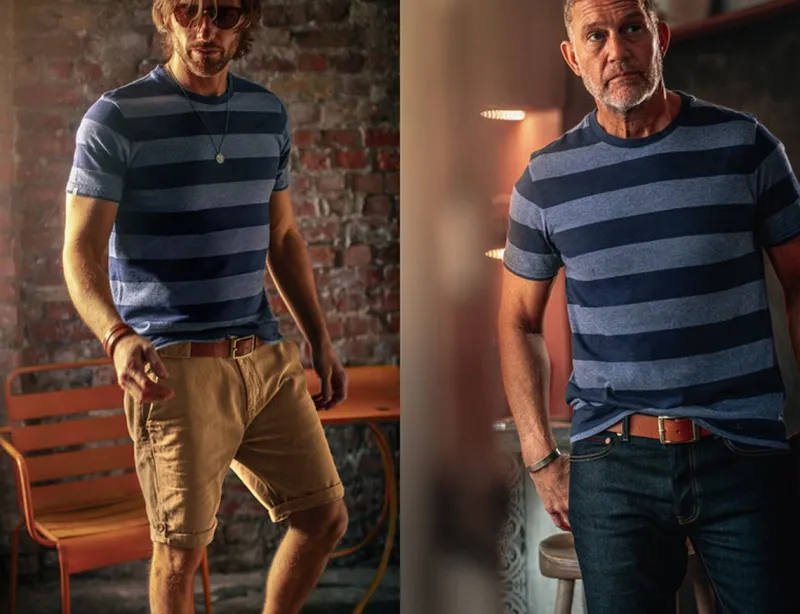 &SONS Papillon T-Shirt Navy Stripe Shop