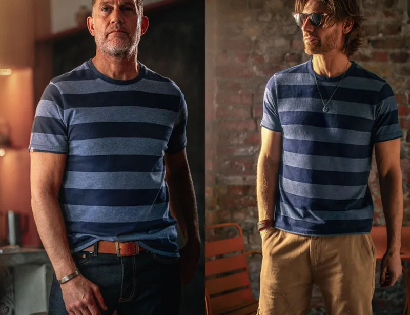 &SONS Papillon T-Shirt Navy Stripe Shop