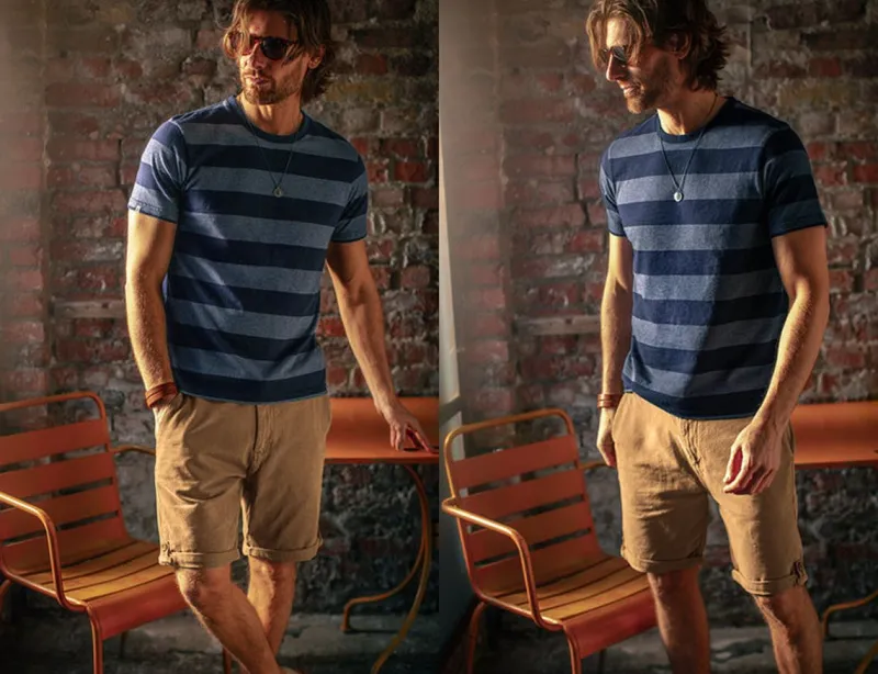 &SONS Papillon T-Shirt Navy Stripe Shop