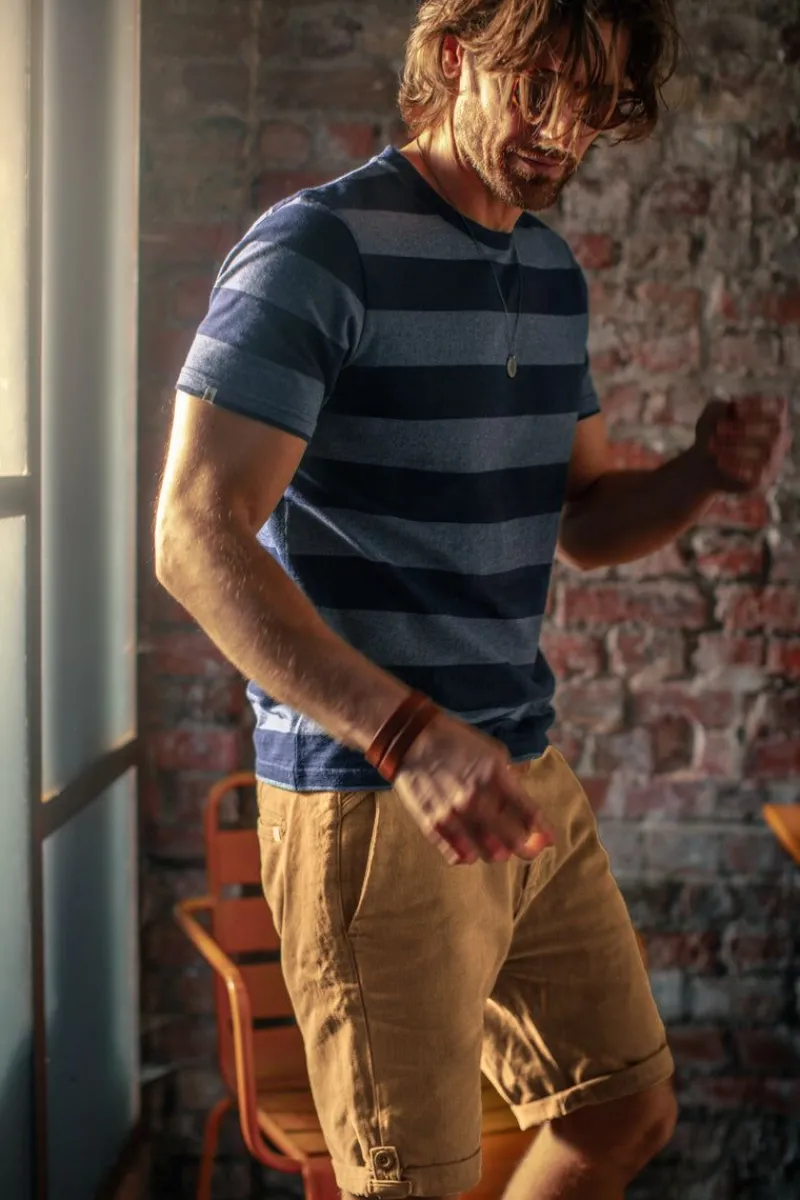 &SONS Papillon T-Shirt Navy Stripe Shop