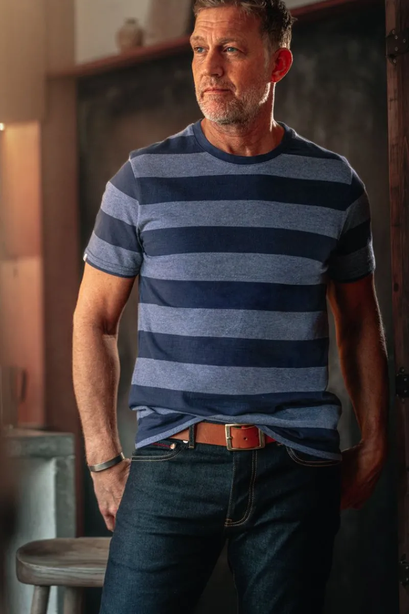 &SONS Papillon T-Shirt Navy Stripe Shop