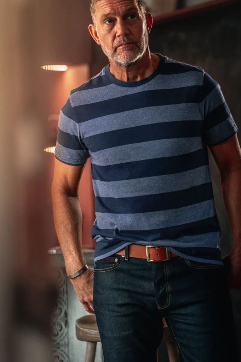 &SONS Papillon T-Shirt Navy Stripe Shop