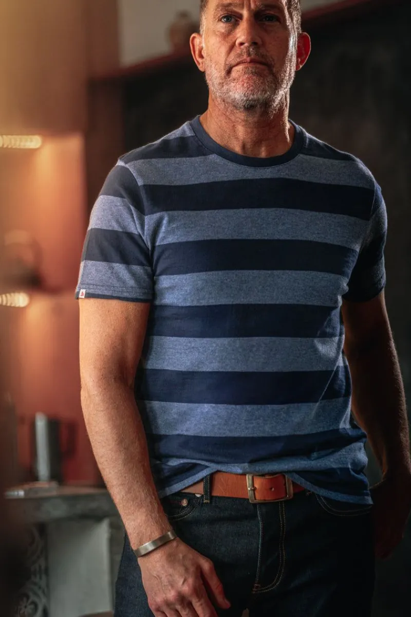 &SONS Papillon T-Shirt Navy Stripe Shop