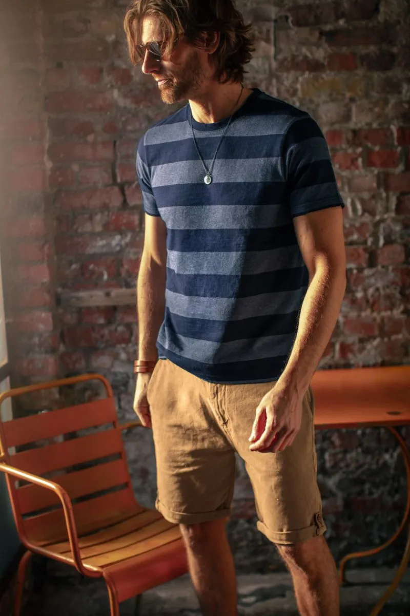 &SONS Papillon T-Shirt Navy Stripe Shop