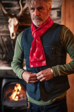 &SONS Red Ikat Scarf Sale