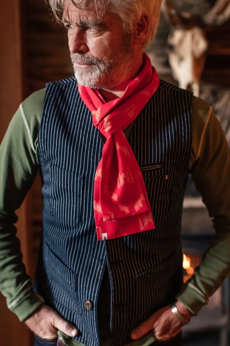 &SONS Red Ikat Scarf Sale