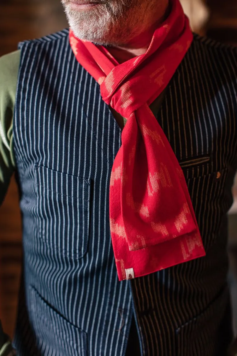 &SONS Red Ikat Scarf Sale