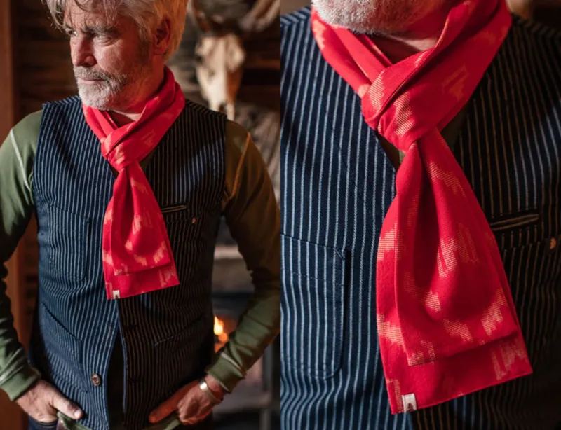 &SONS Red Ikat Scarf Sale