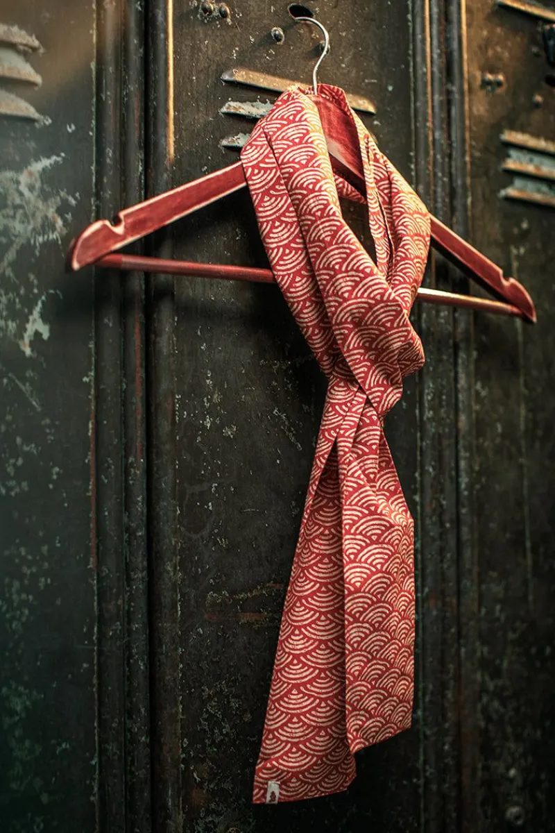 &SONS Red Waves Scarf Fashion