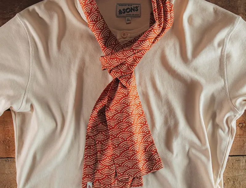 &SONS Red Waves Scarf Fashion