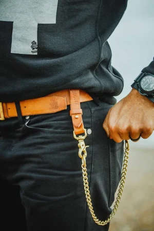&SONS Tan Leather Belt Cheap
