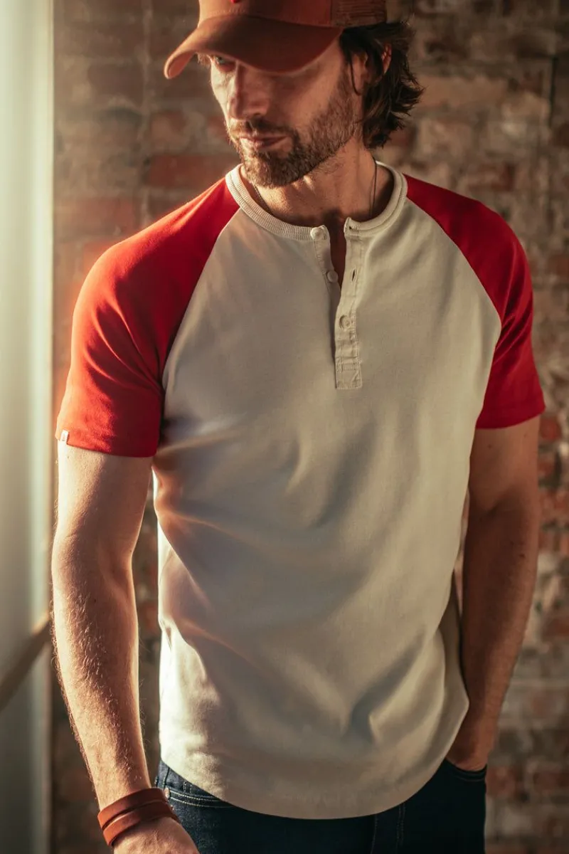 &SONS The Chariot Henley Shirt Raw/Red Fashion