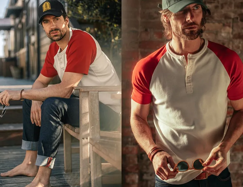 &SONS The Chariot Henley Shirt Raw/Red Fashion