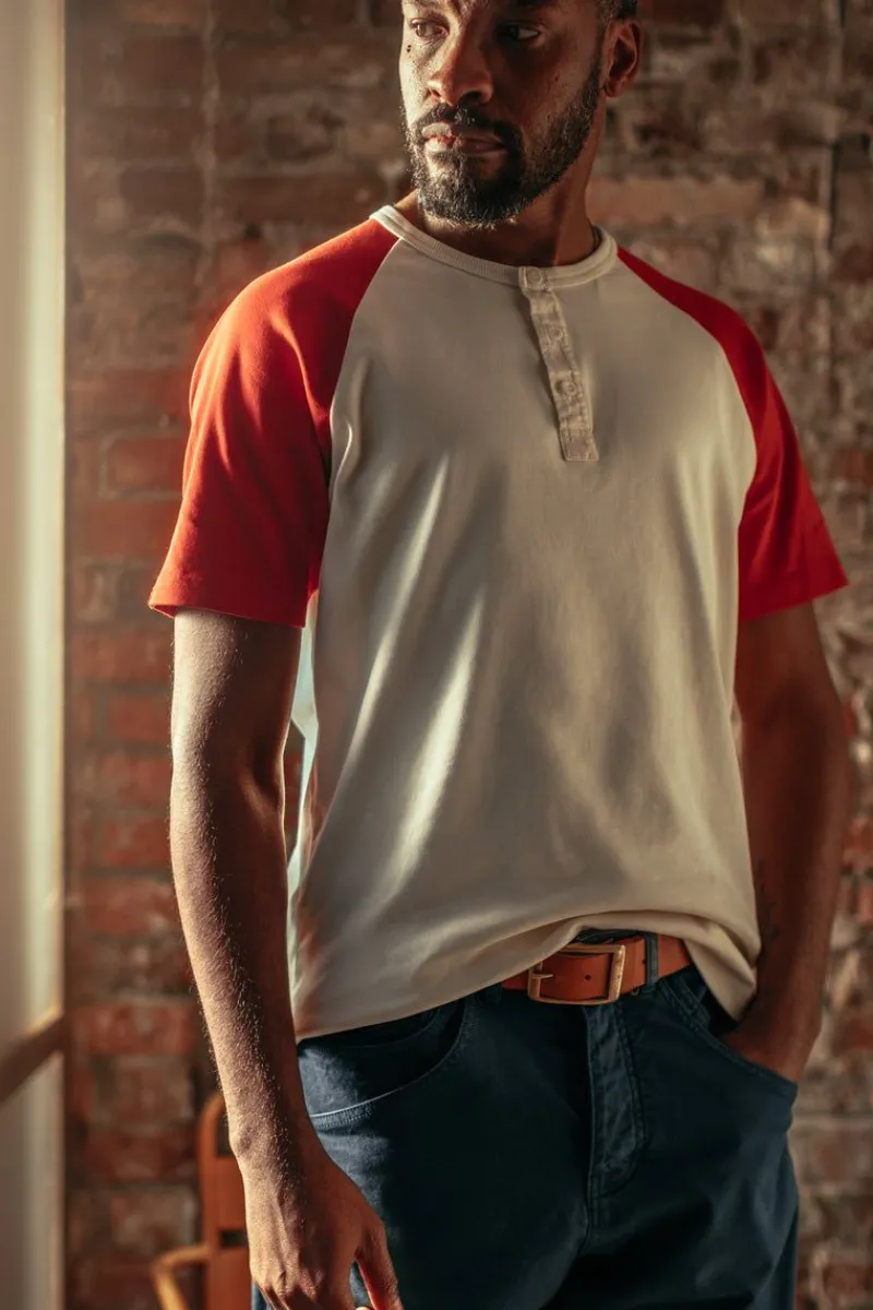 &SONS The Chariot Henley Shirt Raw/Red Fashion