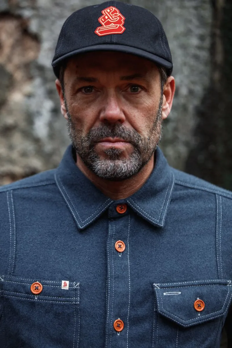 &SONS Woollen Snap Cap Navy Clearance