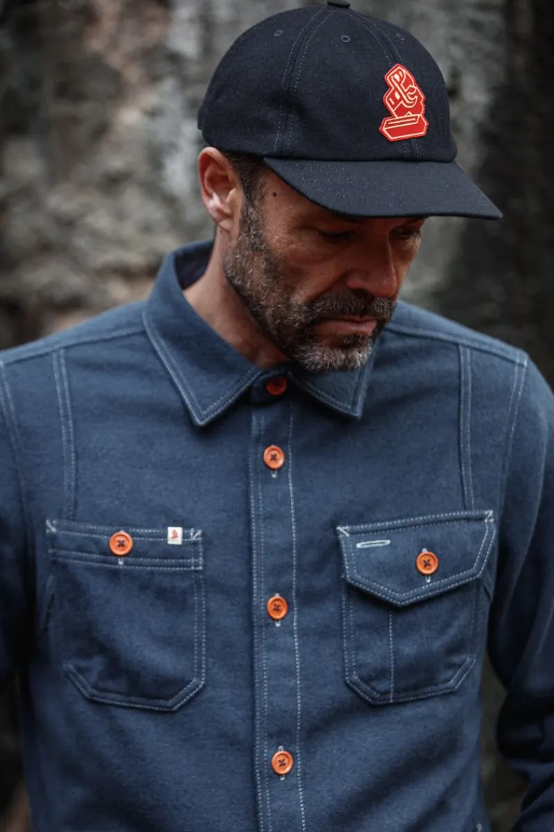 &SONS Woollen Snap Cap Navy Clearance