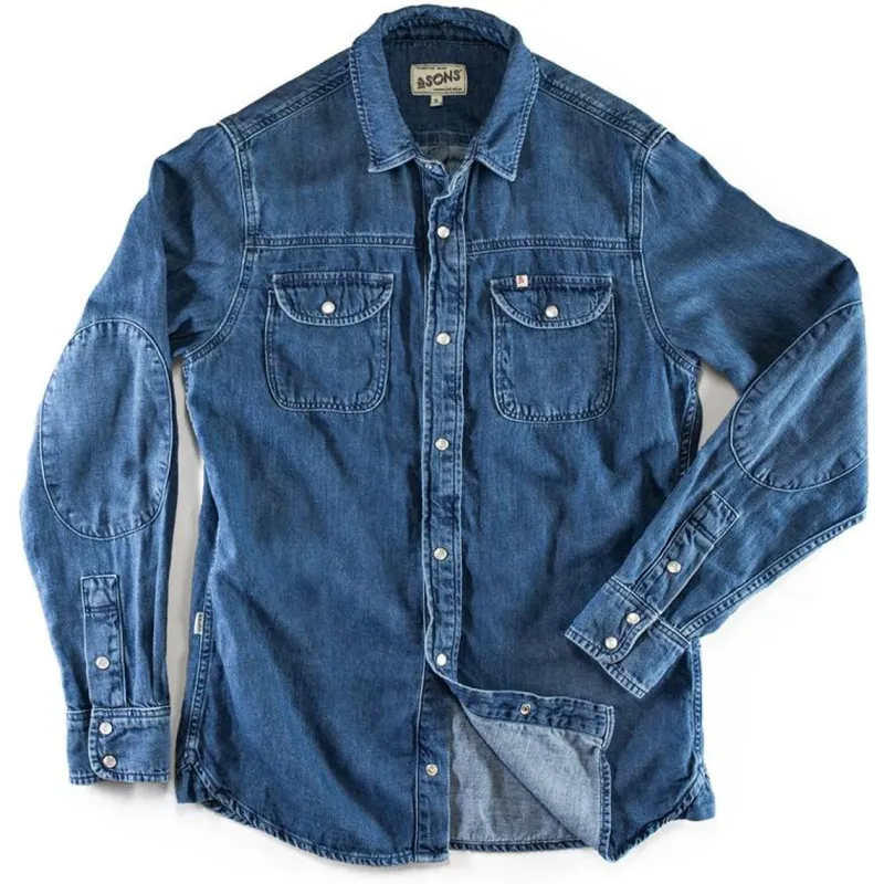 &SONS Sunday Shirt Light Denim Outlet