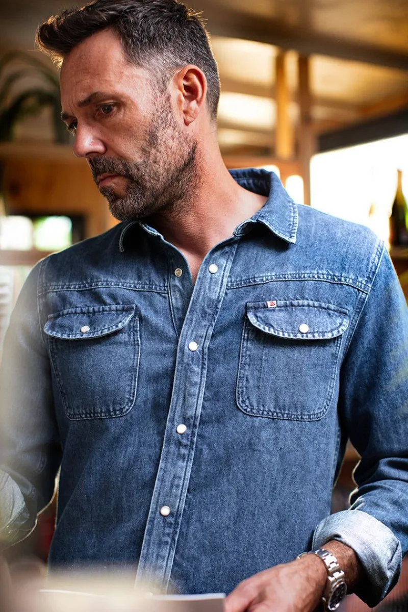 &SONS Sunday Shirt Light Denim Outlet