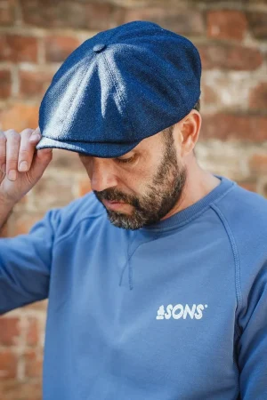 &SONS The London Baker Boy Hat- Blue Indigo Cheap