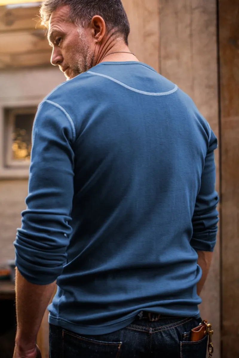 &SONS The New Elder Henley Shirt Indigo Best Sale