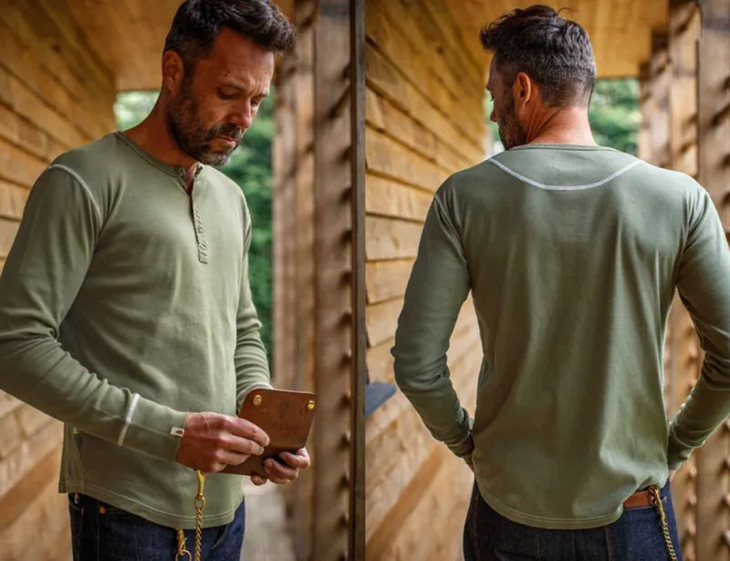 &SONS The New Elder Henley Shirt Army Green Sale