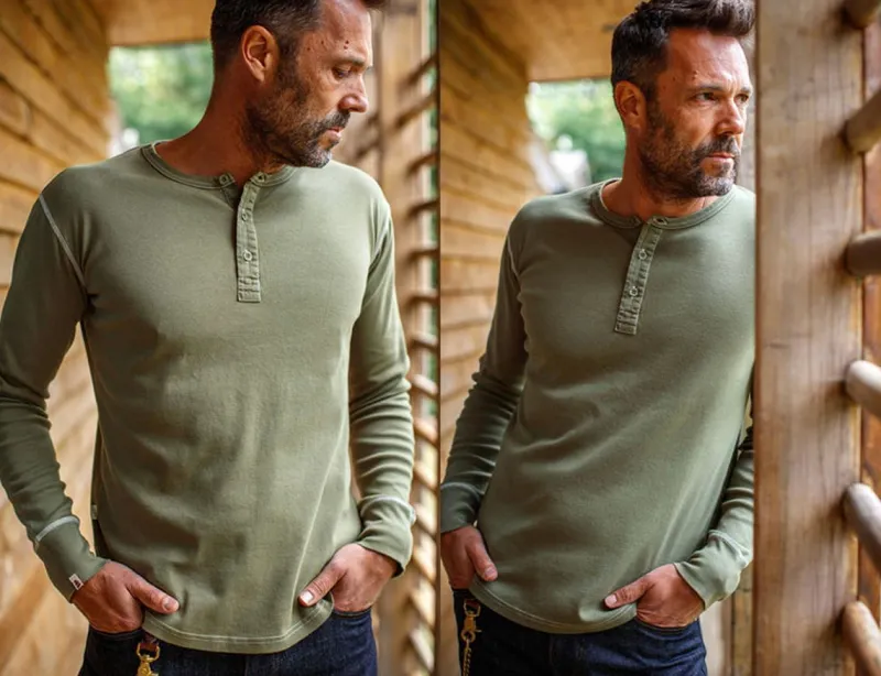 &SONS The New Elder Henley Shirt Army Green Sale