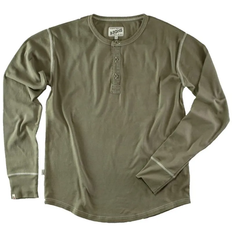 &SONS The New Elder Henley Shirt Army Green Sale