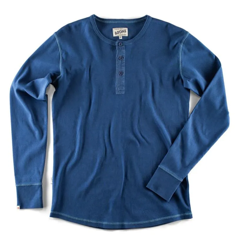 &SONS The New Elder Henley Shirt Indigo Best Sale