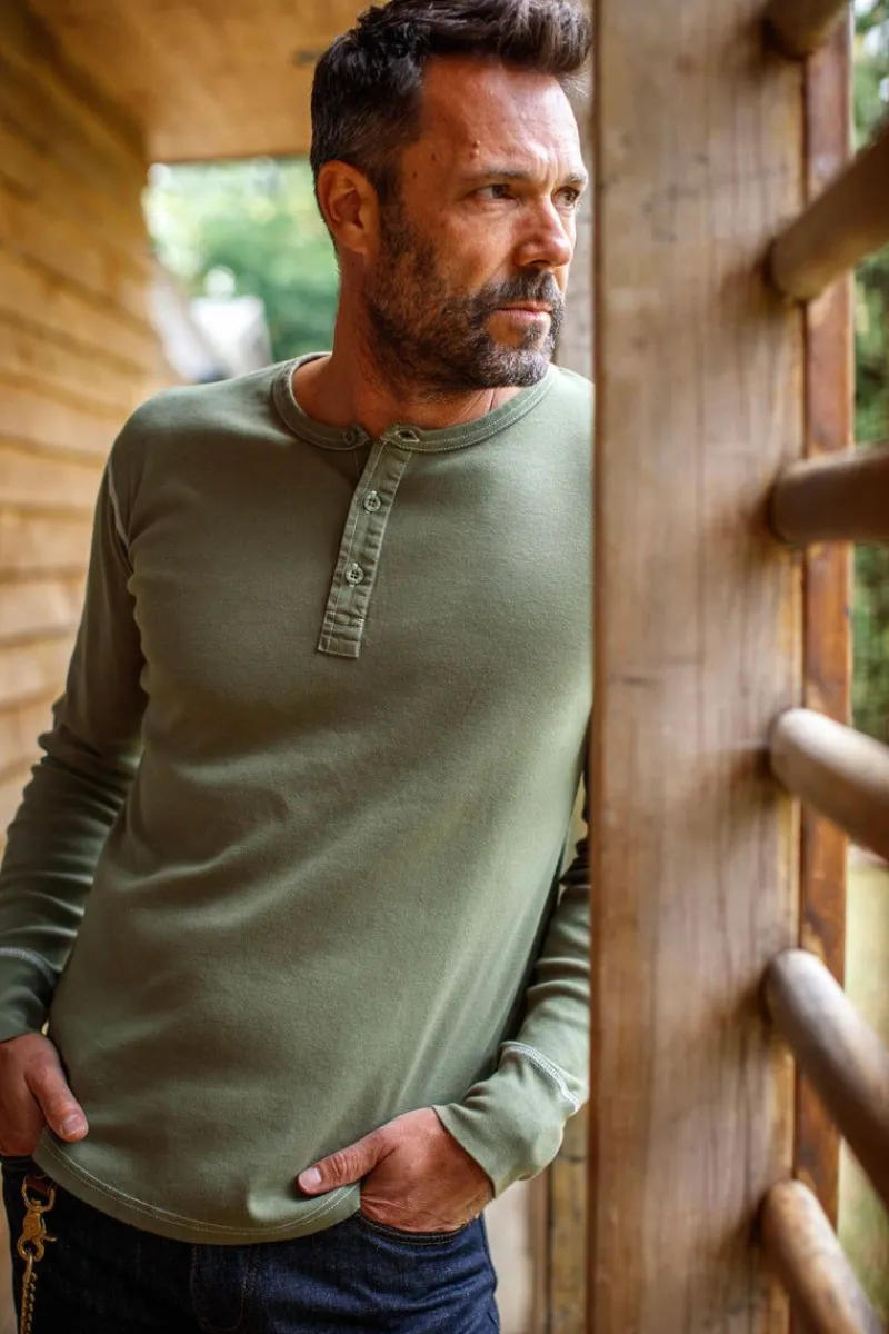 &SONS The New Elder Henley Shirt Army Green Sale