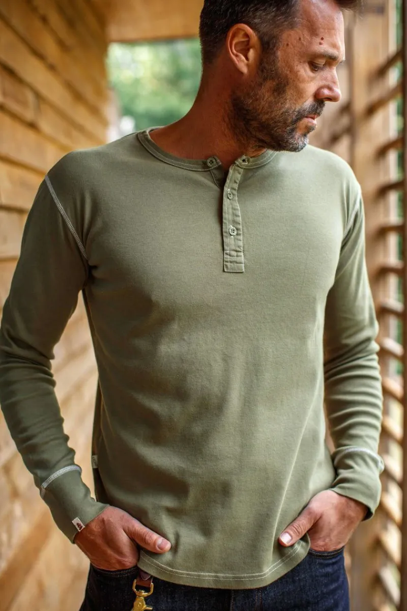 &SONS The New Elder Henley Shirt Army Green Sale