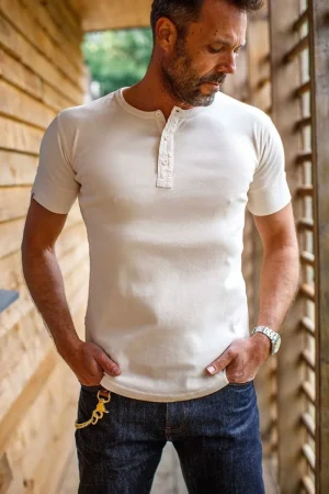 &SONS The New Elder Henley Short Sleeve Shirt Raw Cheap