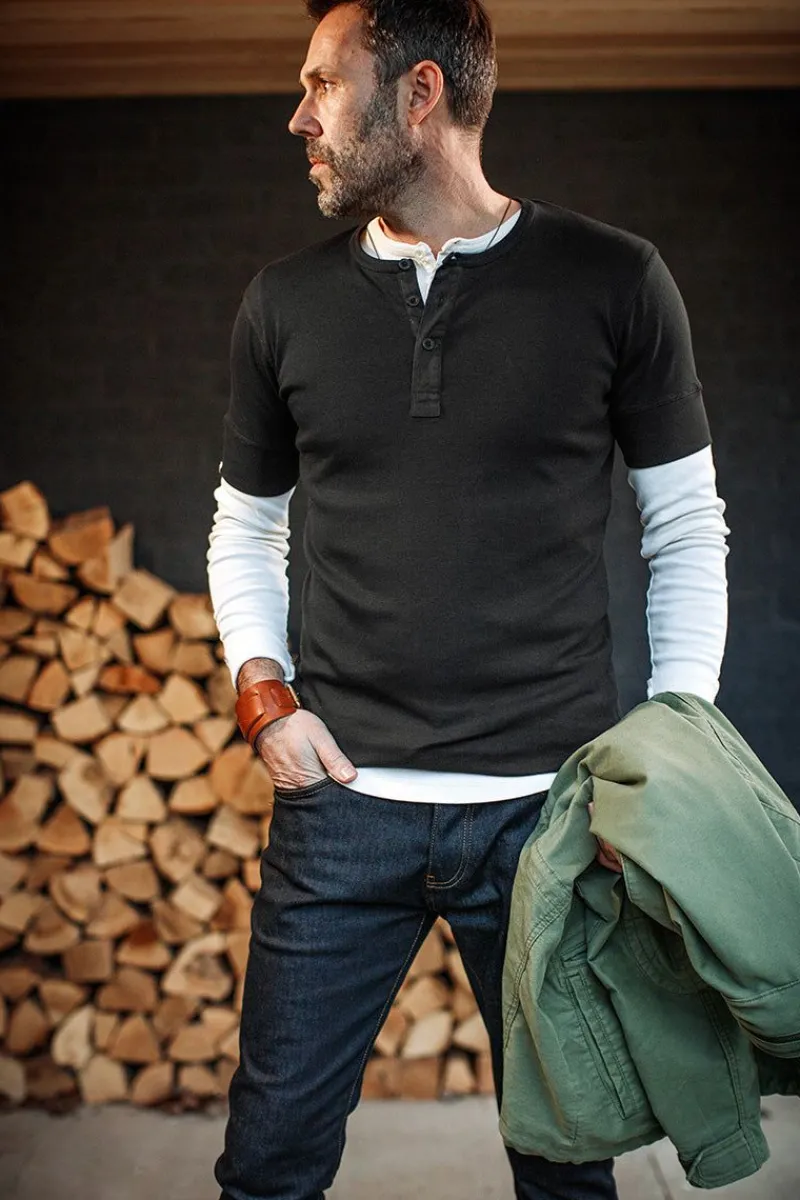 &SONS The New Elder Henley Short Sleeve Shirt Black Online