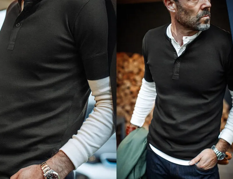 &SONS The New Elder Henley Short Sleeve Shirt Black Online